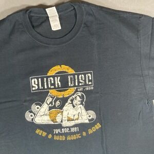 Slick Disc Rock T Shirt New & Used Music‎ Black Graphic Size XL